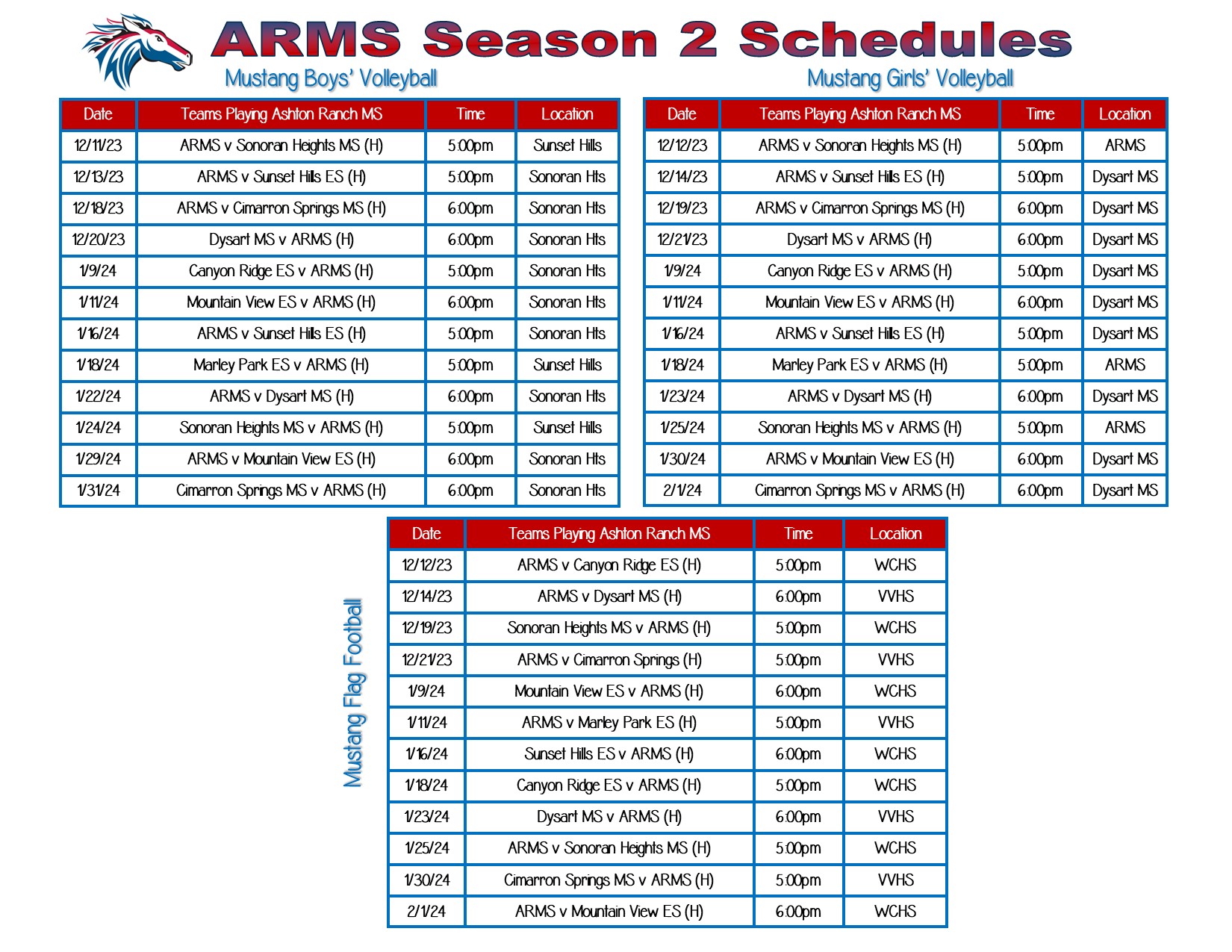 volleyball and football schedules